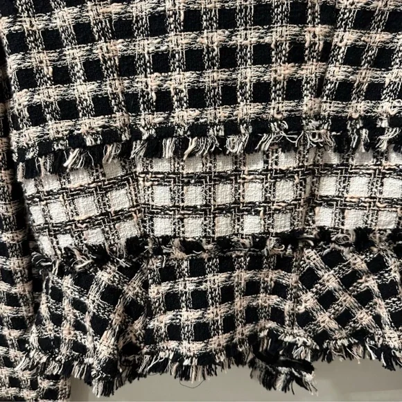 Rebecca Taylor Black and White Tweed Fringe Blazer Sz 6 - Picture 9 of 12